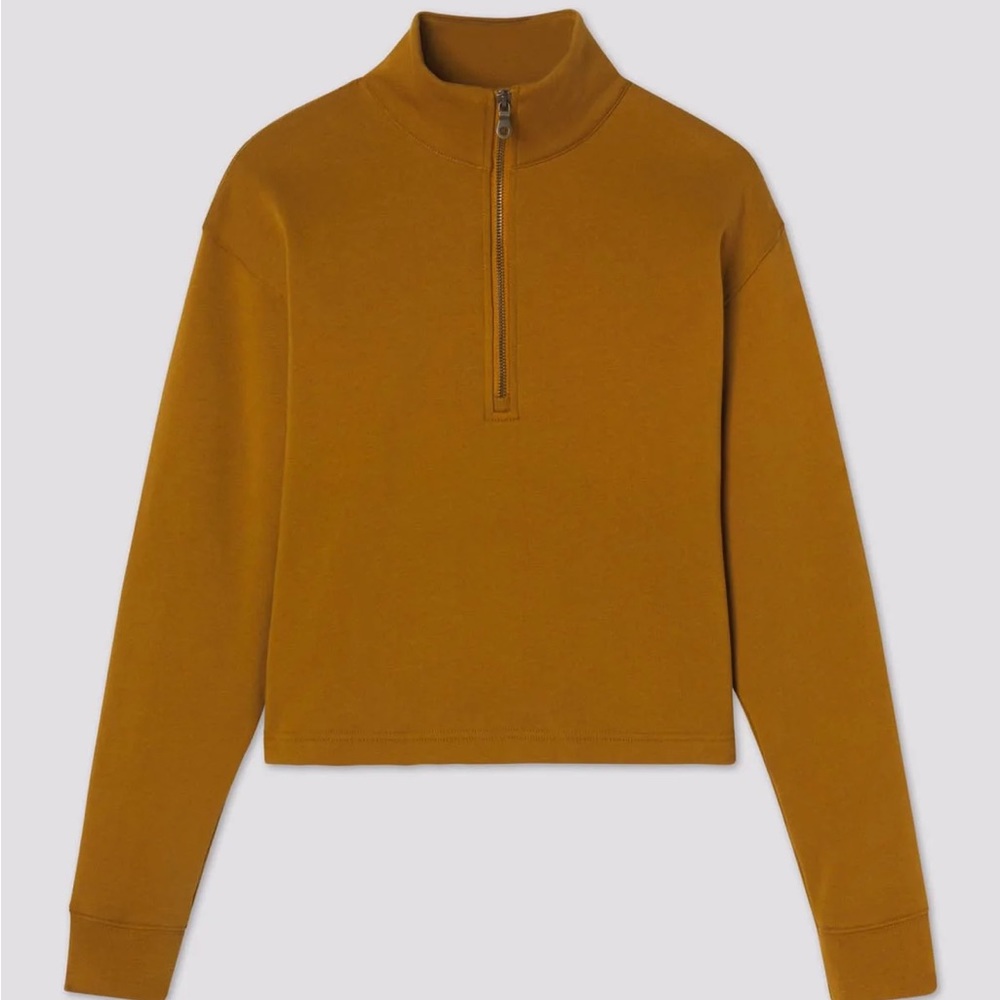 Girlfriend Collective 50/50 Half-Zip Sweatshirt in Sycamore